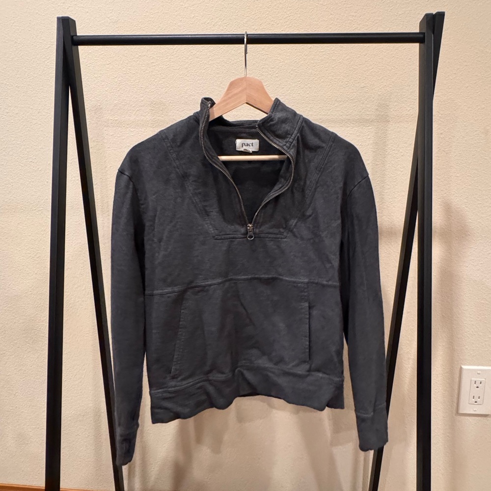 Pact Women’s Gray Quarter-Zip Sweater XS
